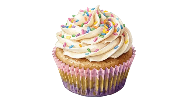 Cupcake with Sprinkles and Vanilla Frosting