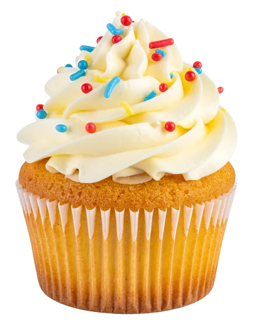 Cupcake with Vanilla Frosting and Sprinkles
