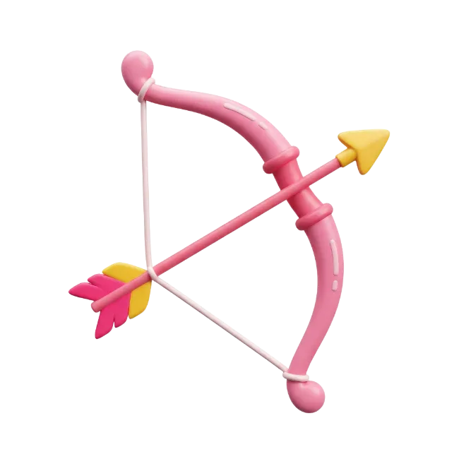 Cupid Bow and Arrow 3D Illustration