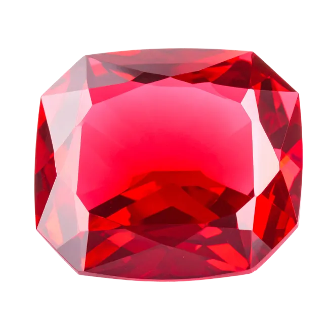 Cushion cut red ruby gemstone