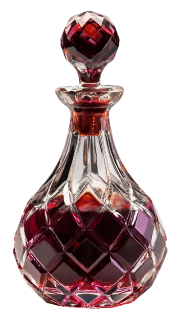 Cut Crystal Decanter with Red Wine