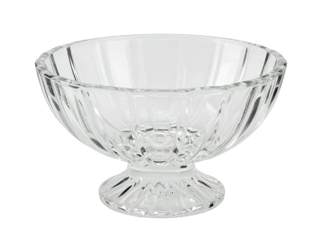 Cut Glass Pedestal Bowl on White Background