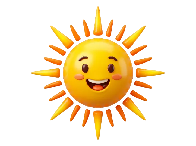 Cute 3D Cartoon Sun Character