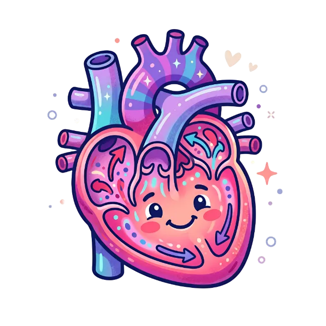 Cute anatomical heart vector illustration
