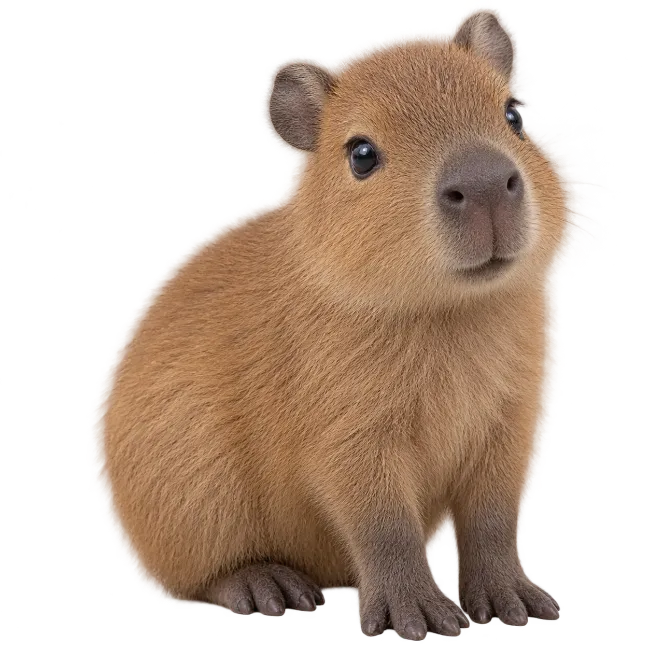 Cute Baby Capybara Sitting