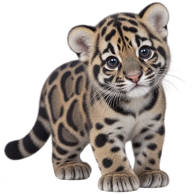 Cute Baby Clouded Leopard Cub Standing