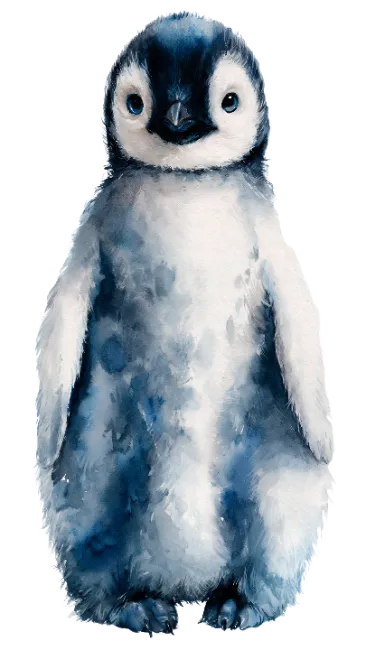 Cute Baby Penguin Watercolor Illustration