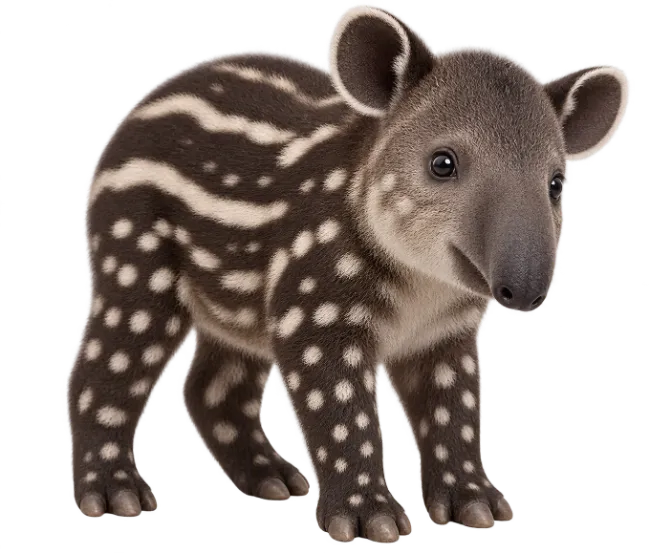Cute Baby Tapir with Spotted Pattern