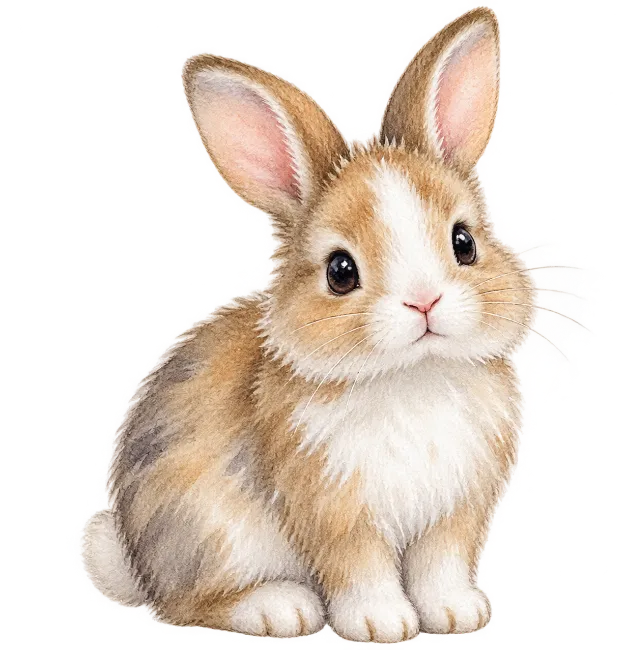 Cute Brown and White Bunny Illustration