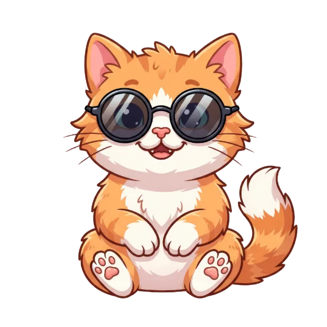 Cute cartoon cat wearing sunglasses