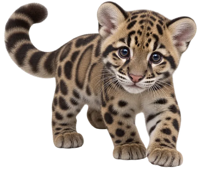 Cute Clouded Leopard Cub Walking