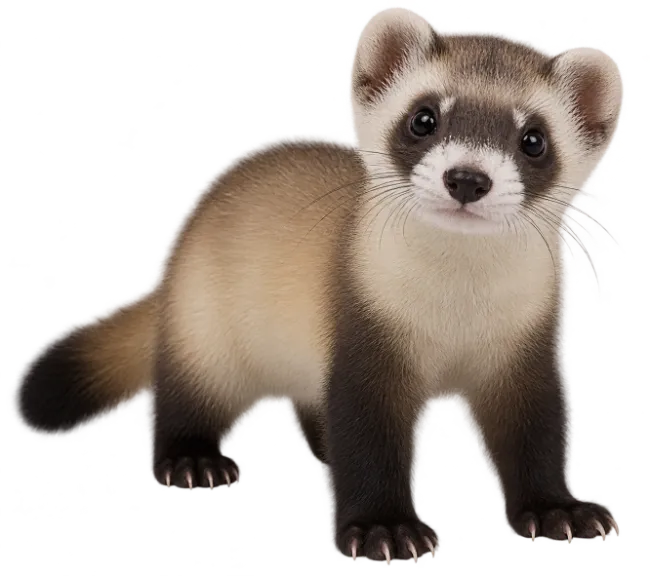 Cute Curious Ferret Standing Isolated