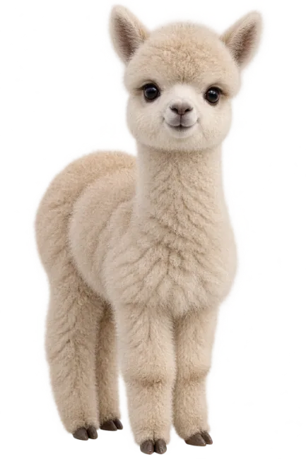 Cute Fluffy Baby Alpaca Standing