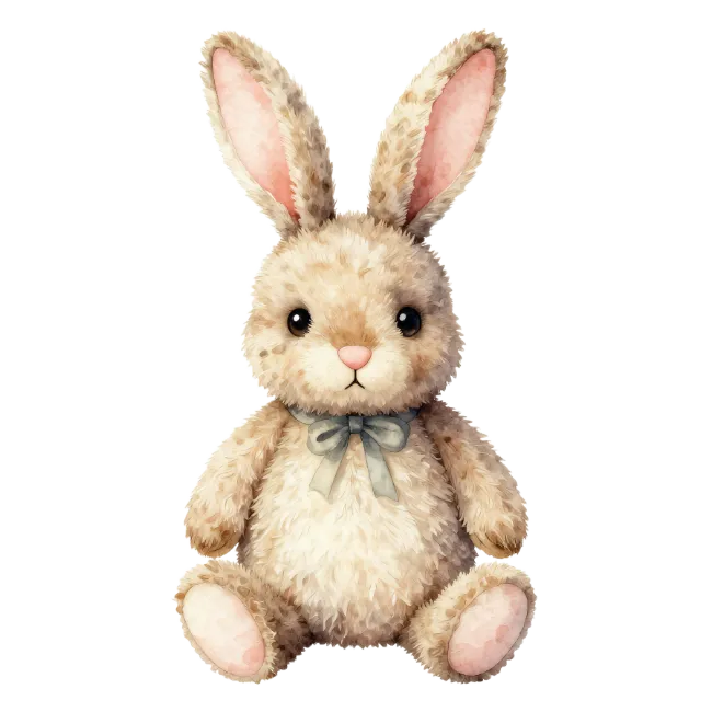 Cute Fluffy Bunny Stuffed Toy Illustration