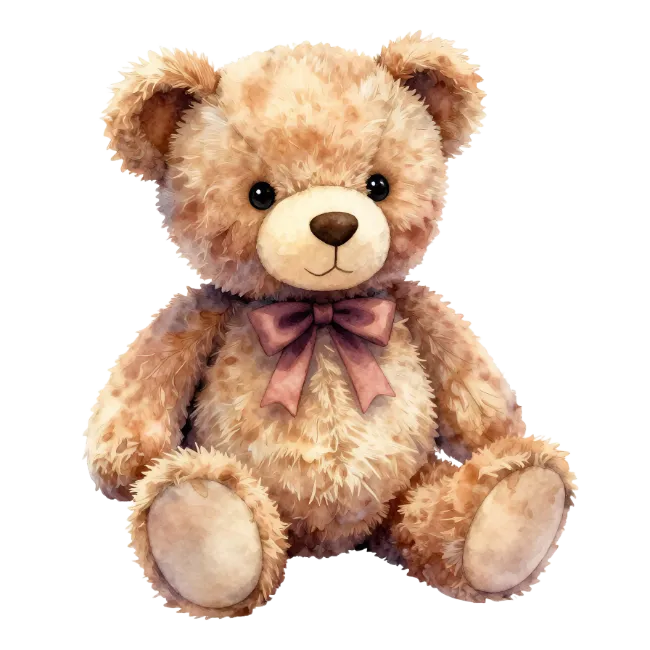 Cute Fluffy Teddy Bear Toy with Bow