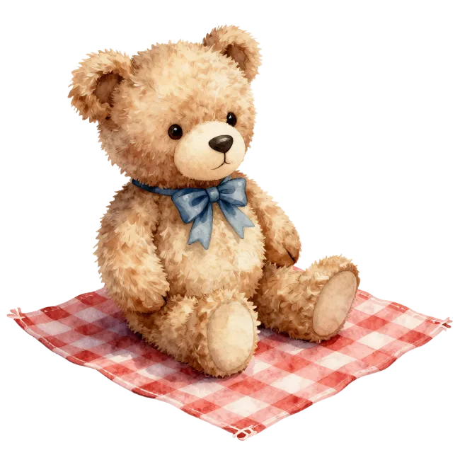 Cute Fluffy Teddy Bear with Blue Bow