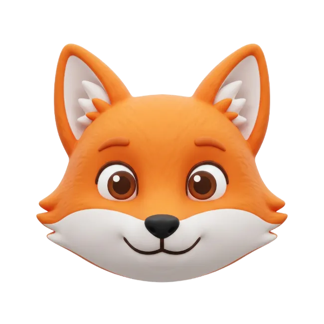 Cute Fox Face 3D Render