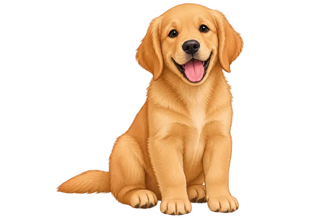 Cute Golden Retriever Puppy Illustration