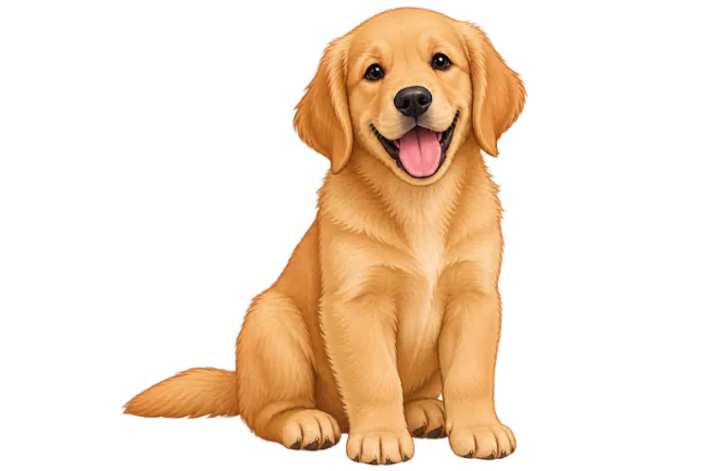 Cute Golden Retriever Puppy Sitting
