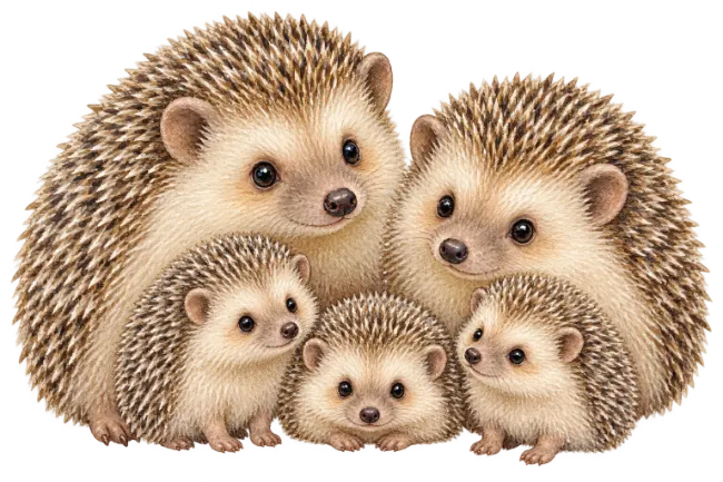 Cute Hedgehog Family Illustration