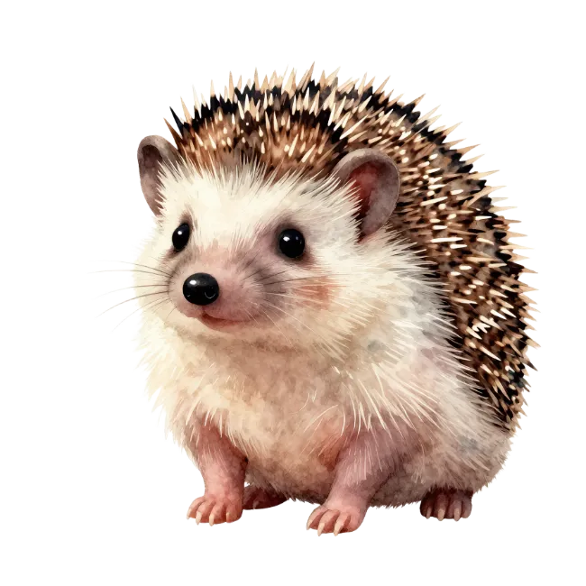 Cute Hedgehog Watercolor Illustration