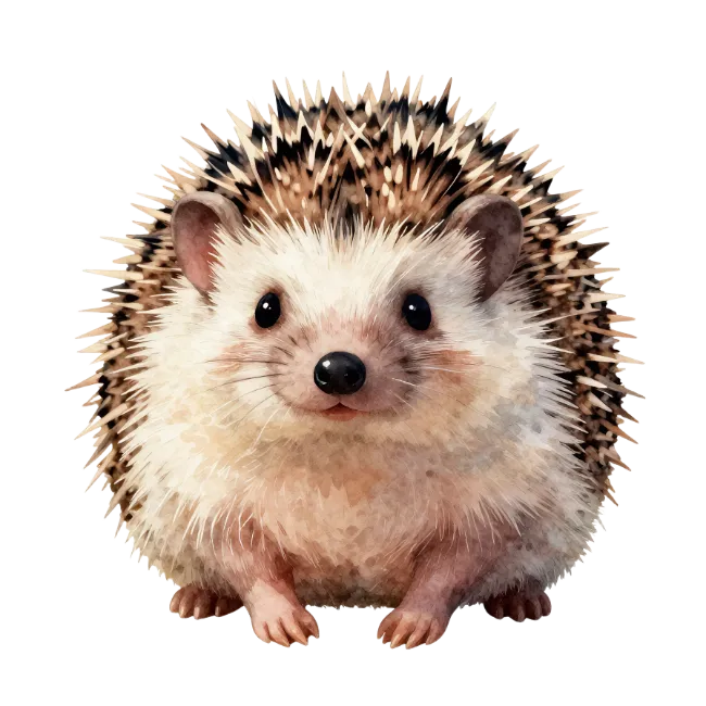 Cute Hedgehog Watercolor Illustration