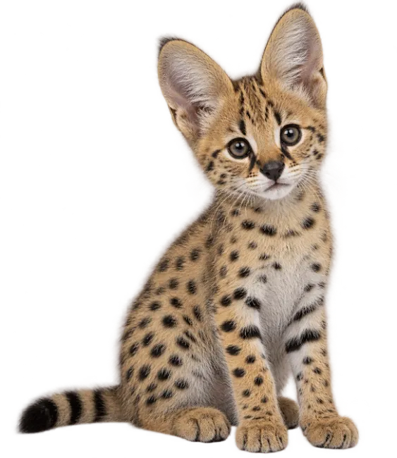 Cute serval kitten sitting