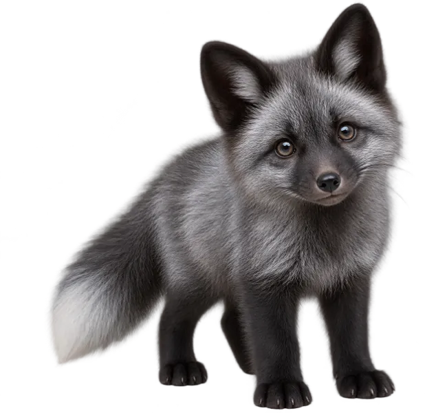 Cute Silver Fox Standing