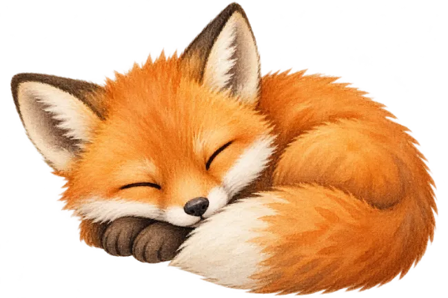 Cute Sleeping Baby Fox Illustration