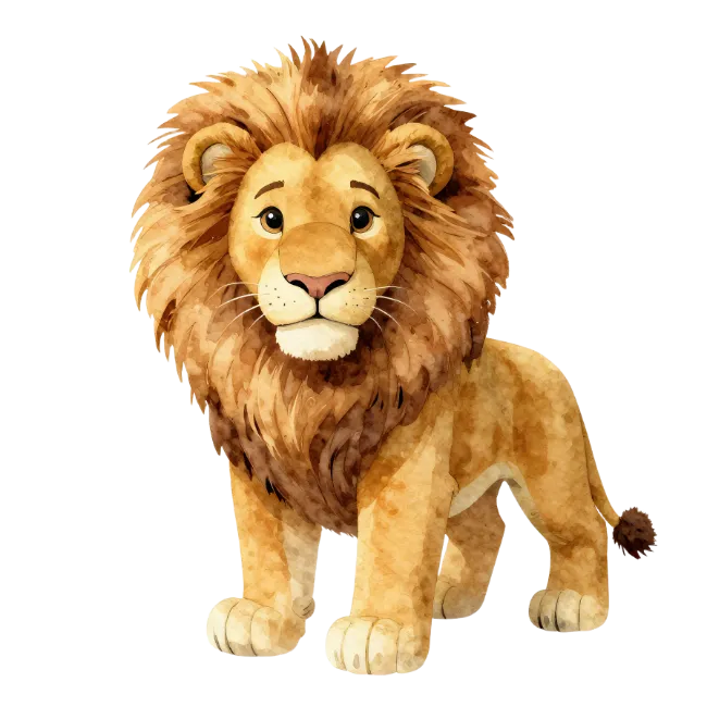 Cute Watercolor Lion Illustration