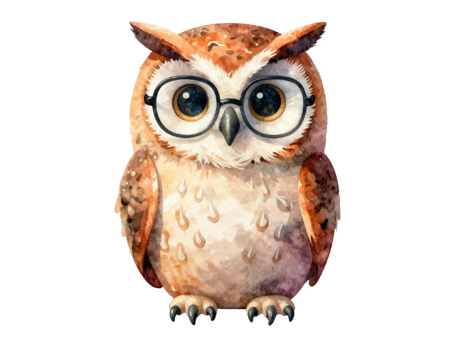 Cute Watercolor Owl With Glasses