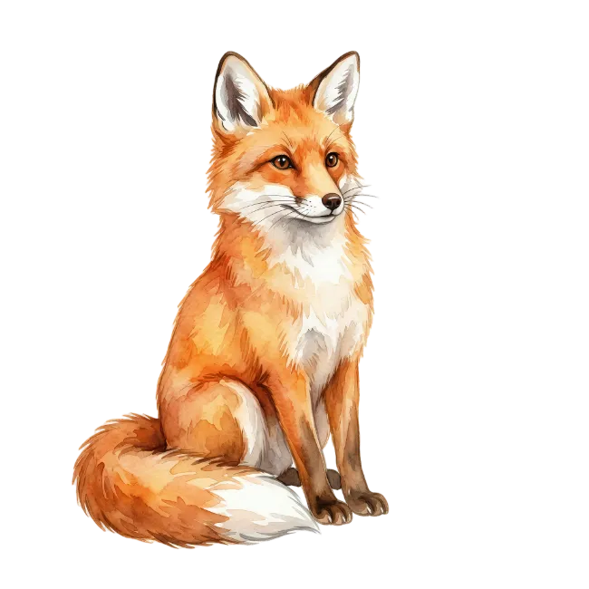 Cute watercolor red fox illustration sitting