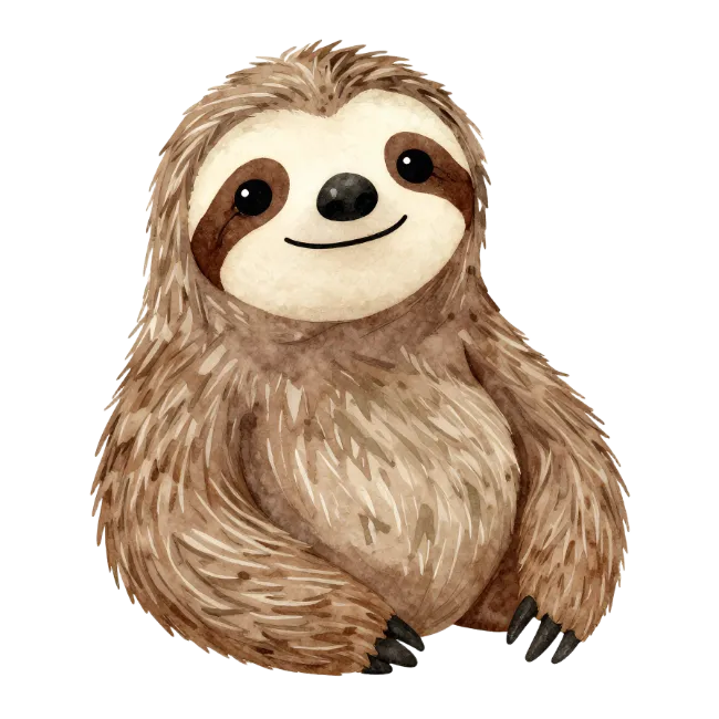 Cute Watercolor Sloth Illustration