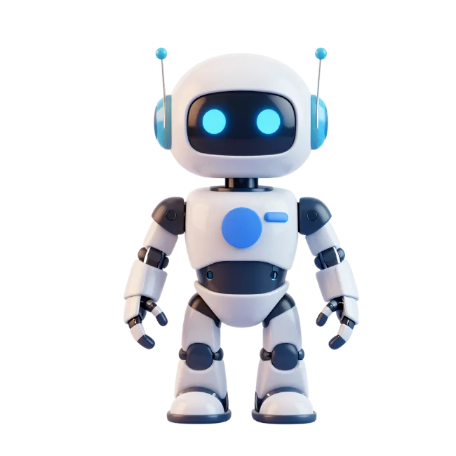 Cute White and Blue 3D Robot Toy