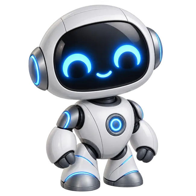 Cute White Futuristic AI Robot Character
