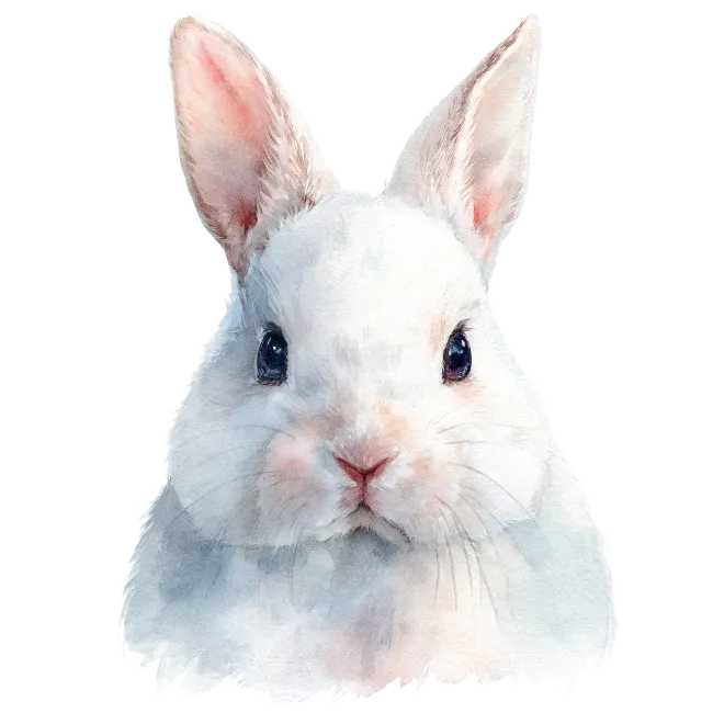Cute White Rabbit Watercolor Portrait