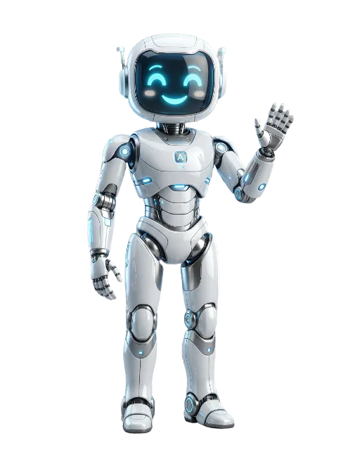 Cute White Robot Waving Hello