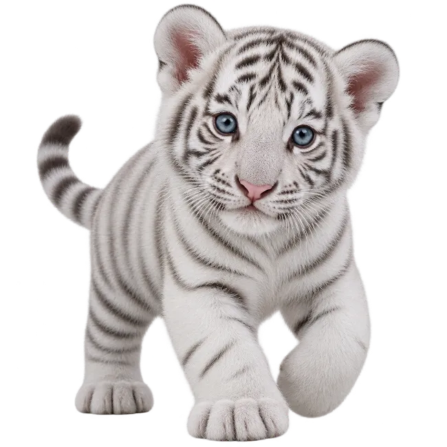 Cute White Tiger Cub Walking