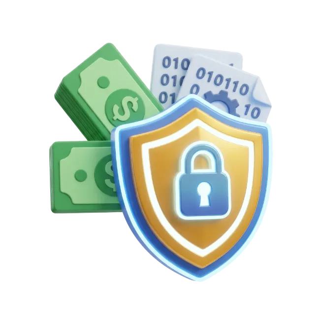 Cyber Security Shield with Money and Code
