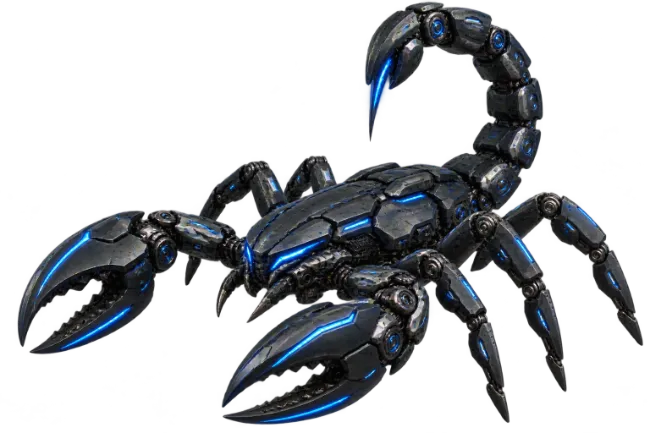 Cybernetic Scorpion with Glowing Blue Accents