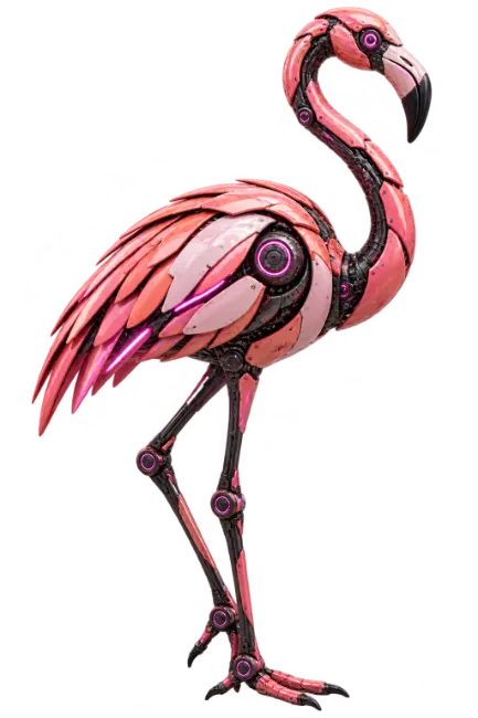 Cyborg Pink Flamingo Robot