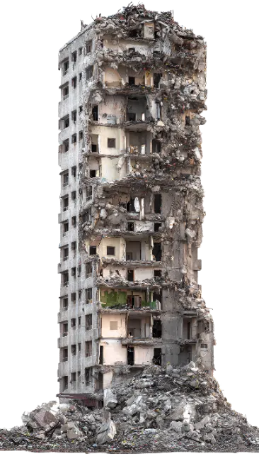 Damaged High Rise Building Ruin