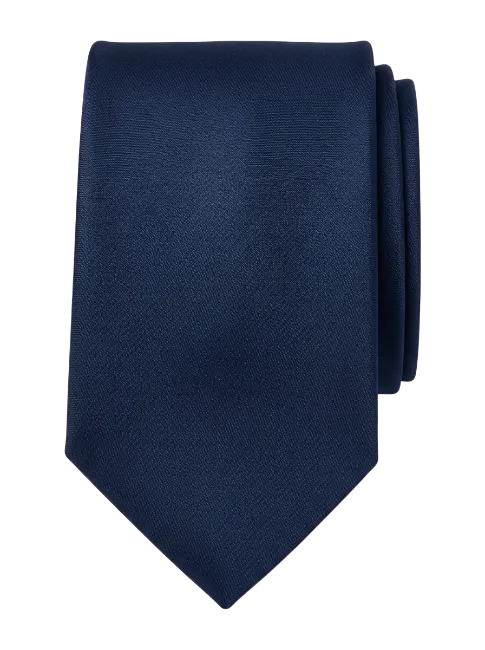 Dark Blue Necktie Folded On White