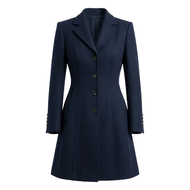 Dark Blue Tailored Women Coat
