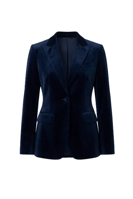 Dark Blue Velvet Blazer for Women