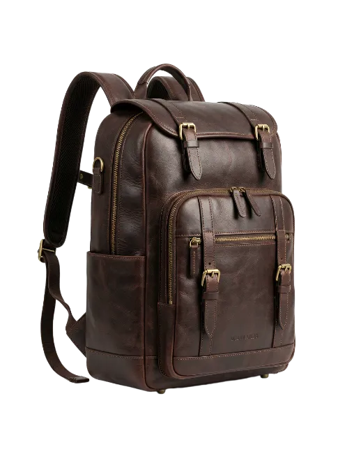 Dark Brown Leather Backpack