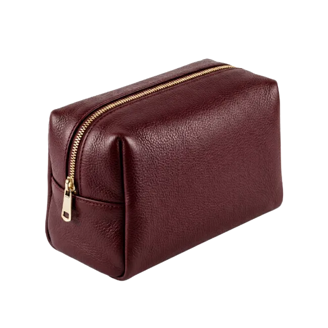 Dark Brown Leather Toiletry Bag