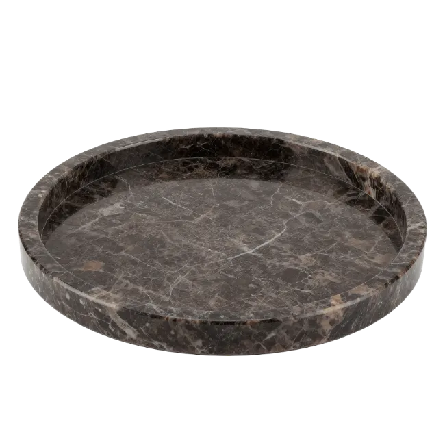 Dark Brown Marble Round Tray