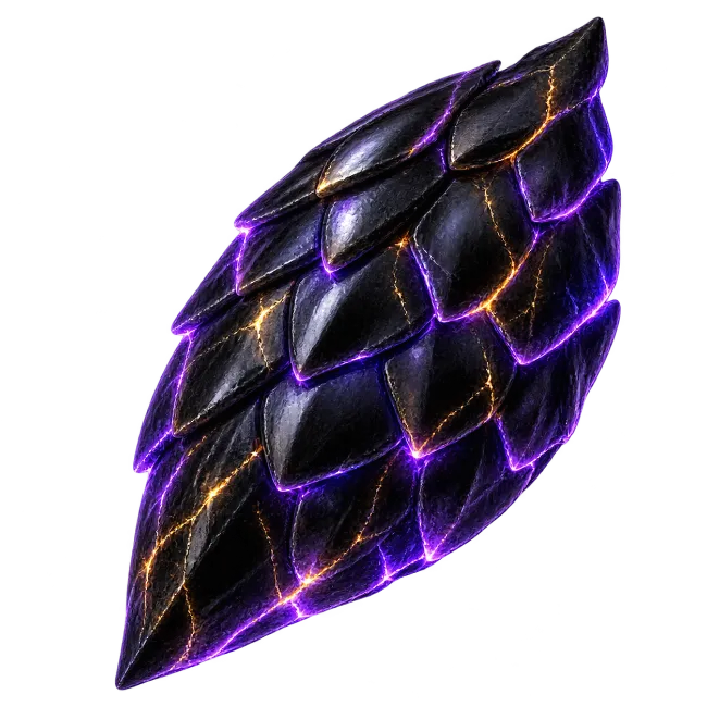 Dark Dragon Scale Gem with Glowing Purple Energy
