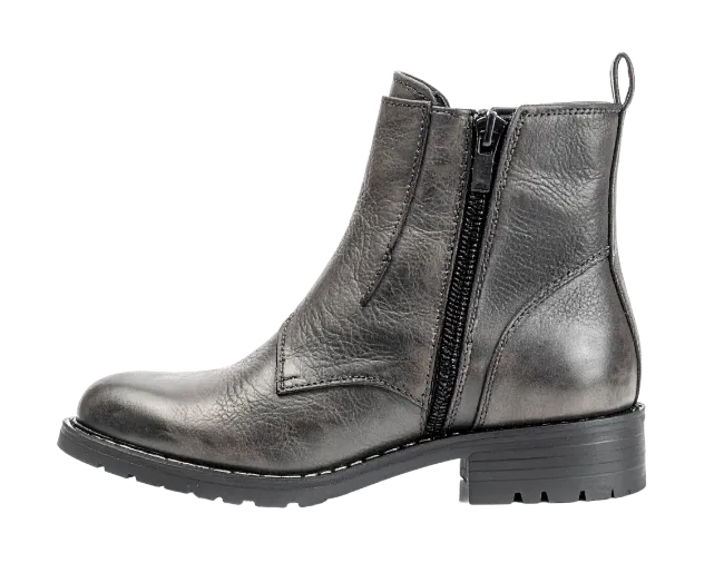 Dark Grey Leather Ankle Boot